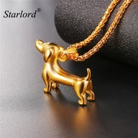 starlord animal pet dachshund dog necklace pendant sausage dog collier stainless steelgold color rope collar for men gp2462