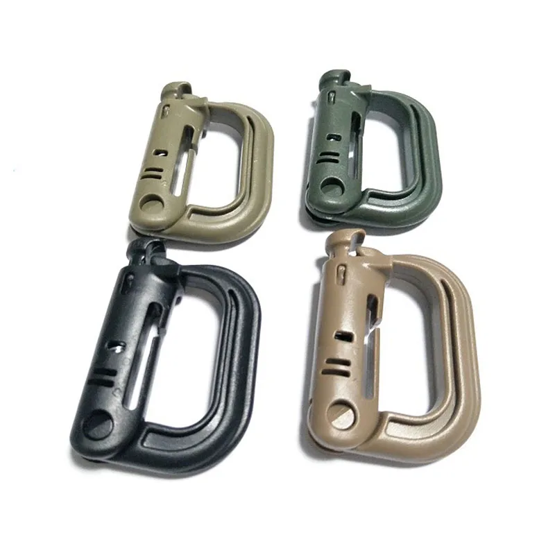 

5pcs Tactical Grimloc Molle Webbing Buckle Safety Locking D-ring Carabiner Hook Clip Locking Hanging Hook Buckle Hiking Equipmen