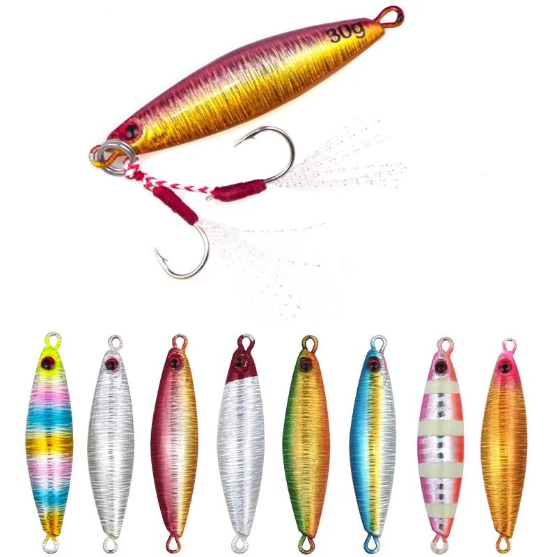 LUSHAZER Metal Spinner Jig Hard Bait 30g 40gSaltwater Jigging lead Fishing Lure Laser Body Sinking Crap Tackle fish | Спорт и