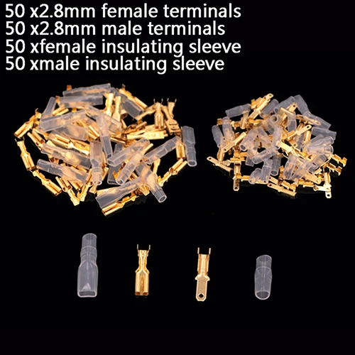 2.8mm 200 шт./100 пар Женские обжимные клеммы с прозрачной изоляционная втулка электрический провод разъем 22-16AWG 0.5mm2-1.5mm2 - Цвет: 2.8mm