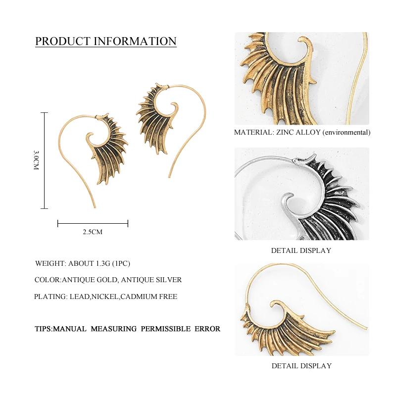 Wild &amp Free в богемном стиле симметричные крылья серьги виде капель панк из