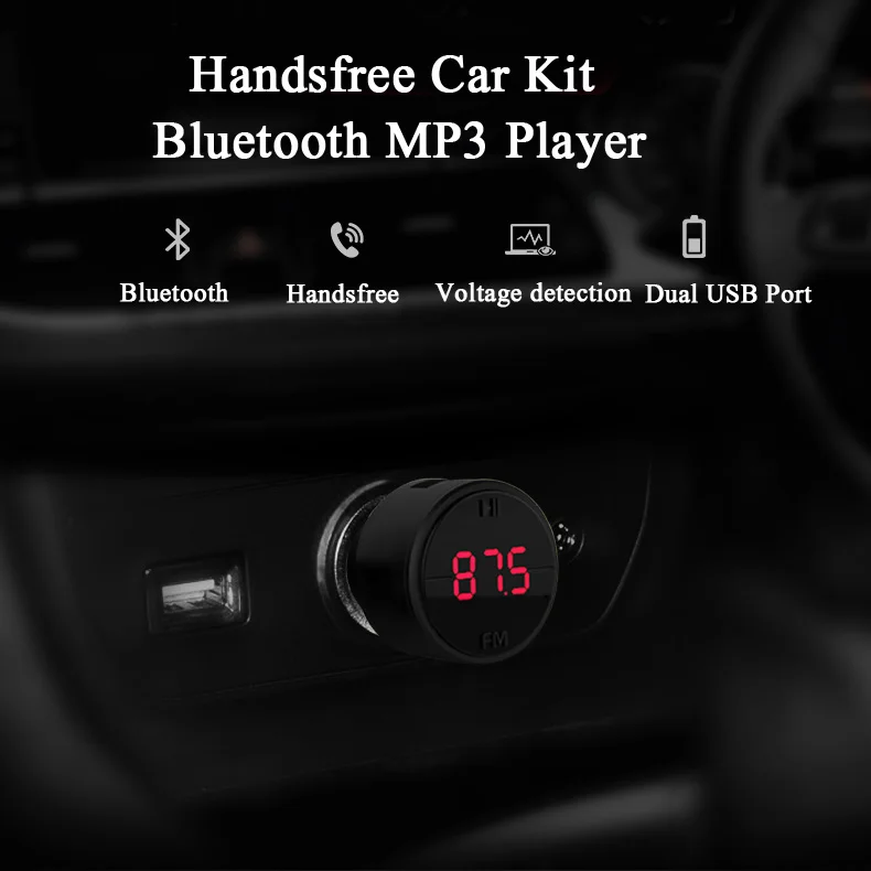 JINSERTA fm-передатчик Bluetooth модулятор Hands-free автомобильный комплект MP3-плеер с USB Автомобильное зарядное устройство Поддержка U диск