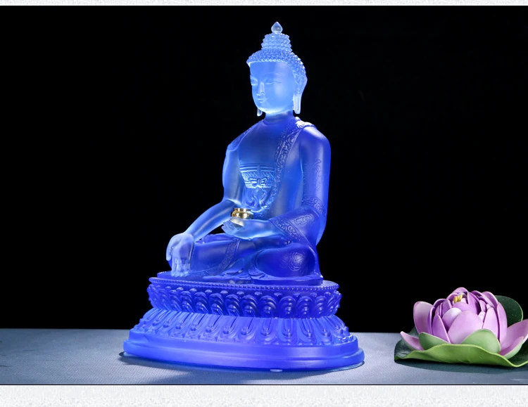GOOD figure Buddha HOME efficacious Protection # Retro Tibetan Medicine Guru -REAL Colored Glaze crystal statue | Дом и сад