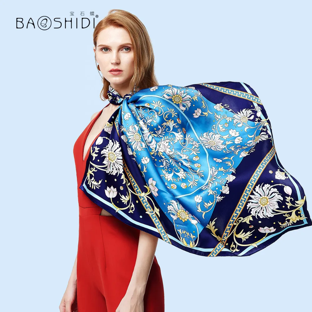 Шарф BAOSHIDI квадратный шарф из натурального шелкового атласа роскошный брендовый