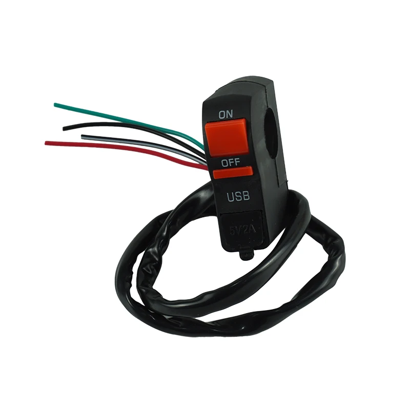Универсальная кнопка включения/выключения на руль мотоцикла с USB