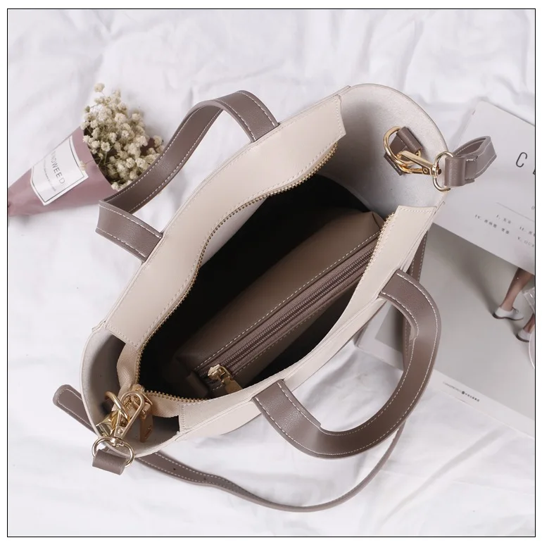 Модная женская комбинированная сумка 2 шт./компл. через плечо из чистой