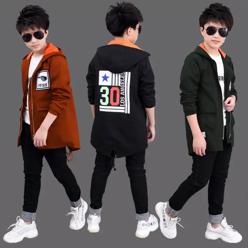 Детская одежда; ветровка для мальчиков; осень г.; Новое Детское длинное пальто для мальчиков; весенне-осенняя Корейская версия