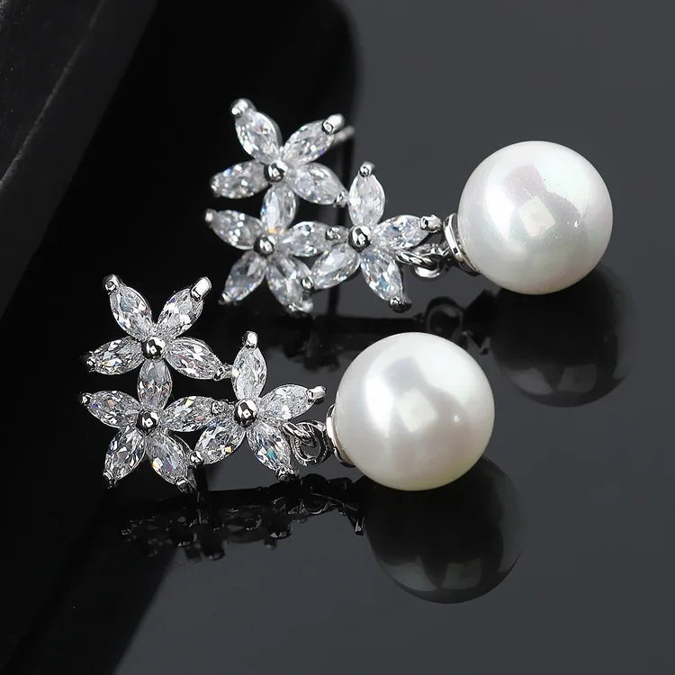 Женские Висячие серьги с цветком и жемчугом висячие от известного китайского