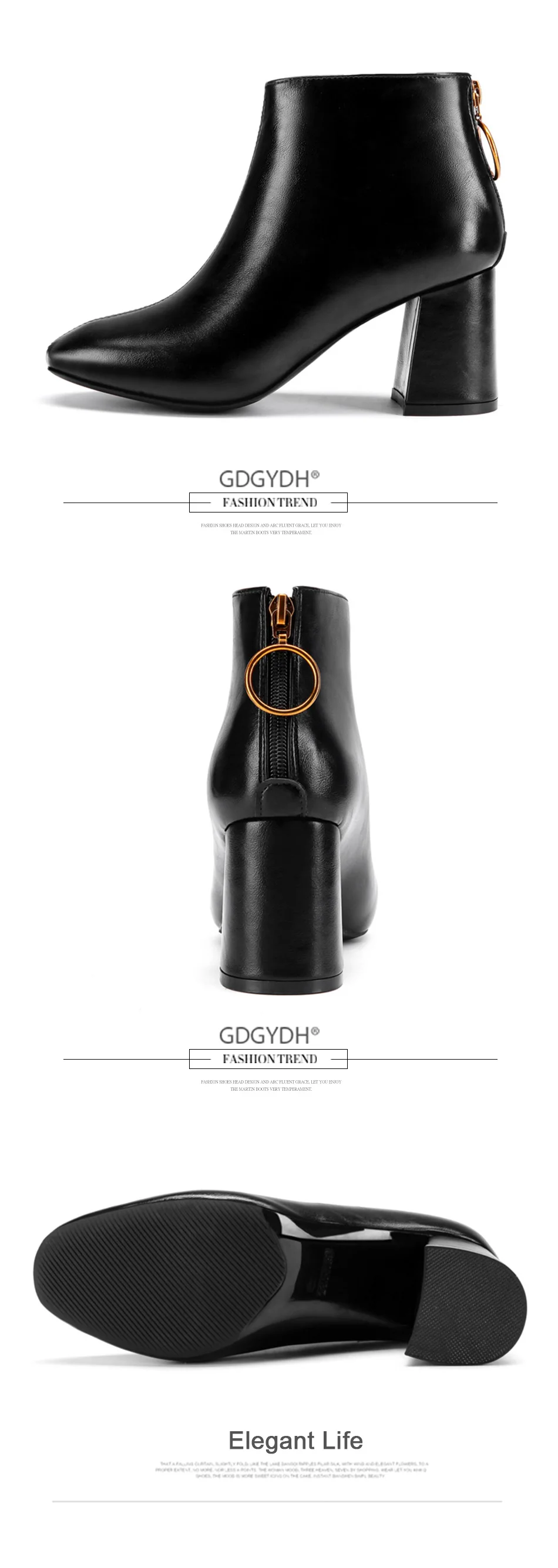 Gdgydh/Новое поступление; кожаные женские Ботинки на каблуке; женские ботильоны на высоком каблуке; повседневная обувь на резиновой подошве; коллекция года; сезон осень; акция