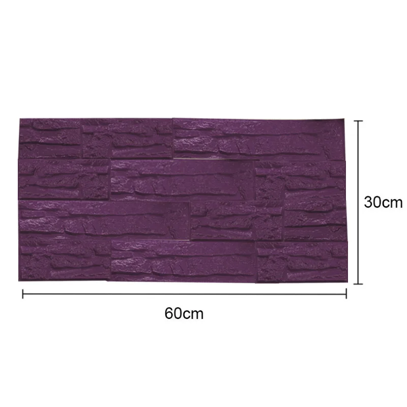 purple 1 шт. 3D кирпичная ПЭ пена панели обоев комната Наклейка камень декор рельефная Наклейка на стену ТВ фон водонепроницаемые наклейки на стену 60*30 см - Цвет: purple