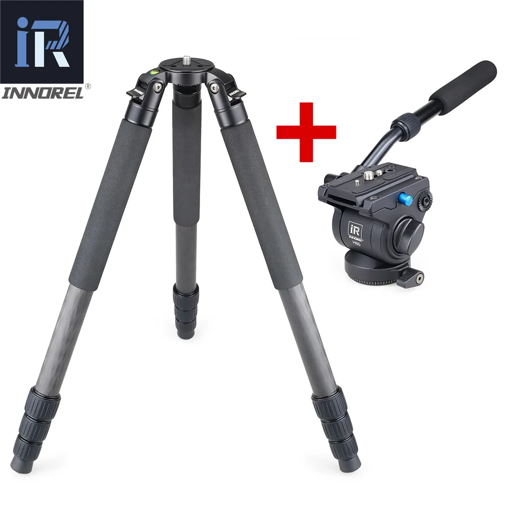Add H60 fluid head RT80C Профессиональный карбоновый штатив для DSLR камеры видеокамеры сверхмощный 20 кг Максимальная нагрузка чаша штатив наблюдения за птицами камера стенд - Цвет: Add H60 fluid head