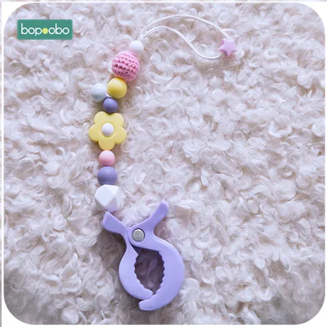 Bopoobo 1 шт. силиконовая соска-подвеска держатели жевательные цветок браслет игрушки-брелоки коляска цепь BPA Бесплатный Детский Прорезыватель продукты - Цвет: Candy purple