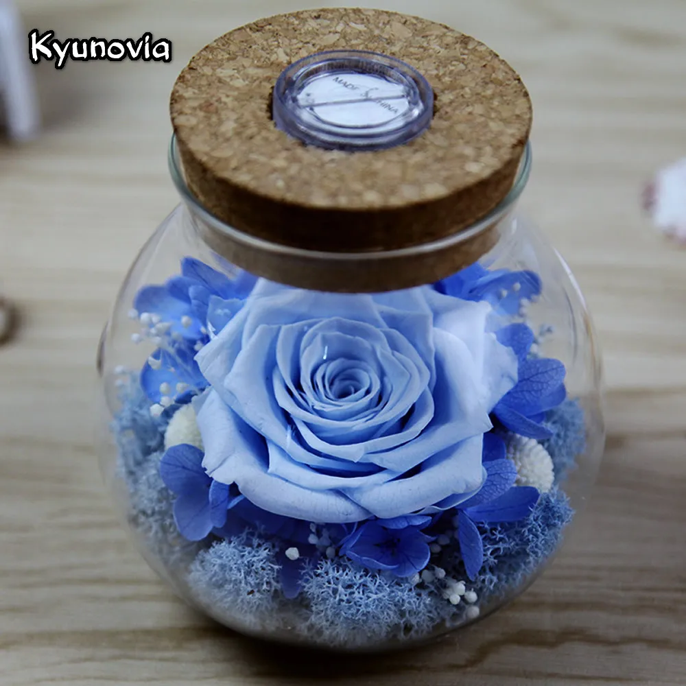 Стеклянная крышка для Дня Святого Валентина Kyunovia свежая роза ночное освещение