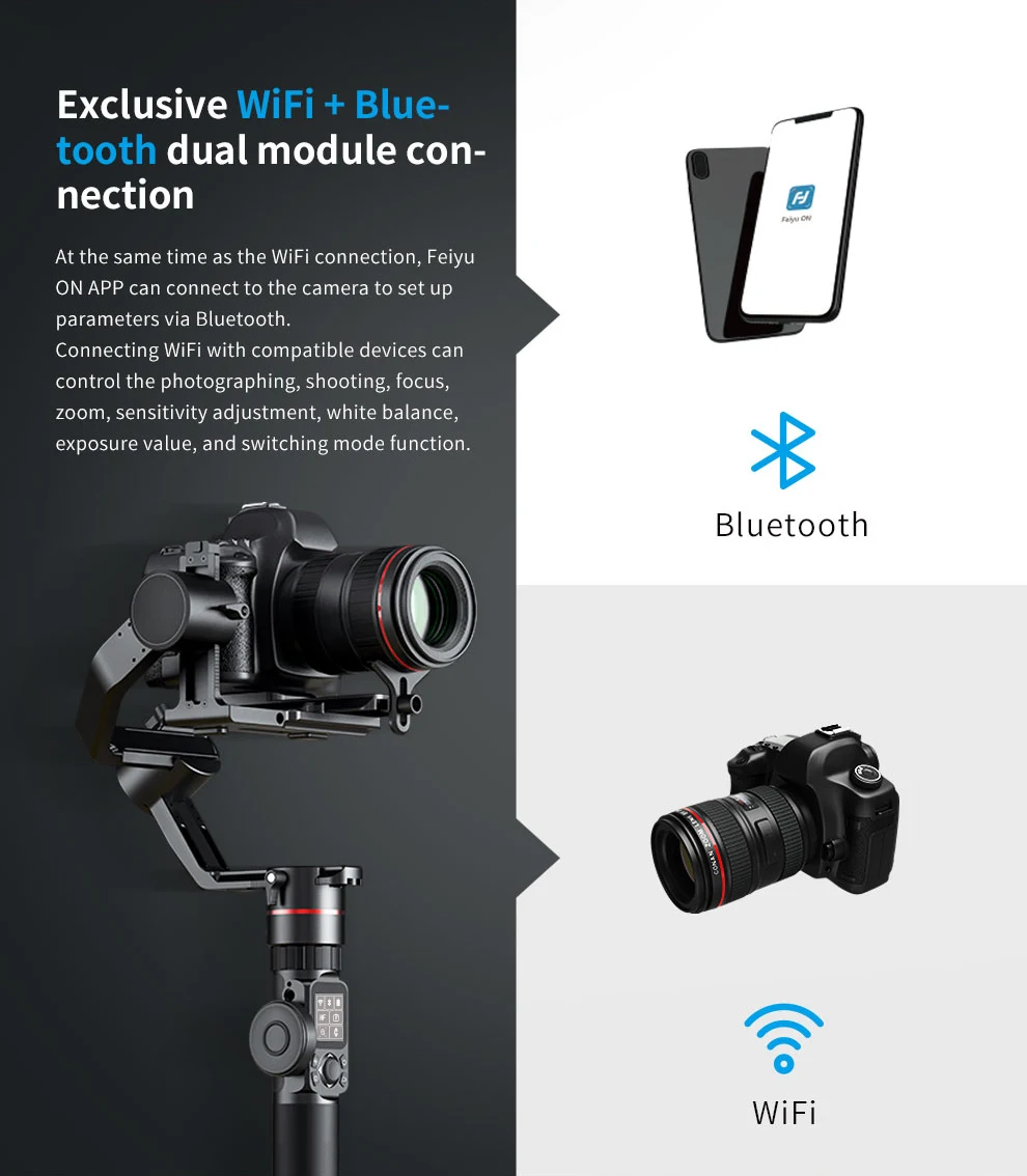 FeiyuTech Feiyu AK2000 3-осевой Камера карданный стабилизатор для sony Canon 5D Panasonic GH5 Nikon 2,8 кг грузоподъемность