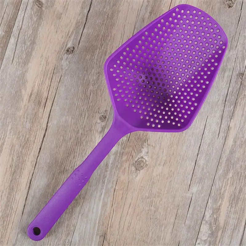 Purple Многофункциональные длинные фильтры для дуршлага ложка Кухонная лопатка дуршлаг пластиковая антипригарная лопатка для льда кухонные инструменты фильтр - Цвет: Purple