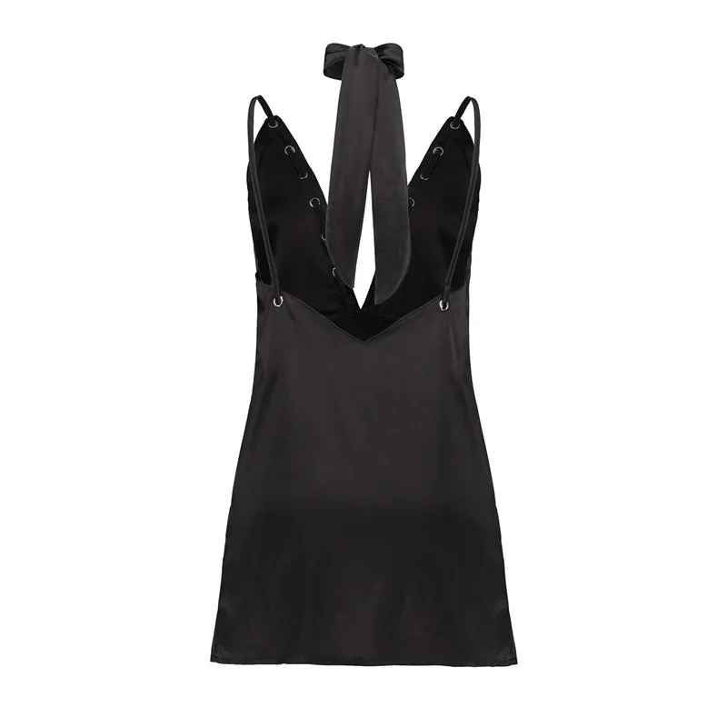 

Halter Women Dress Off Shoulder Sexy Black Fashion Vestidos De Festa Casual Slim Clothing Summer Solid Harajuku Vetement Femme