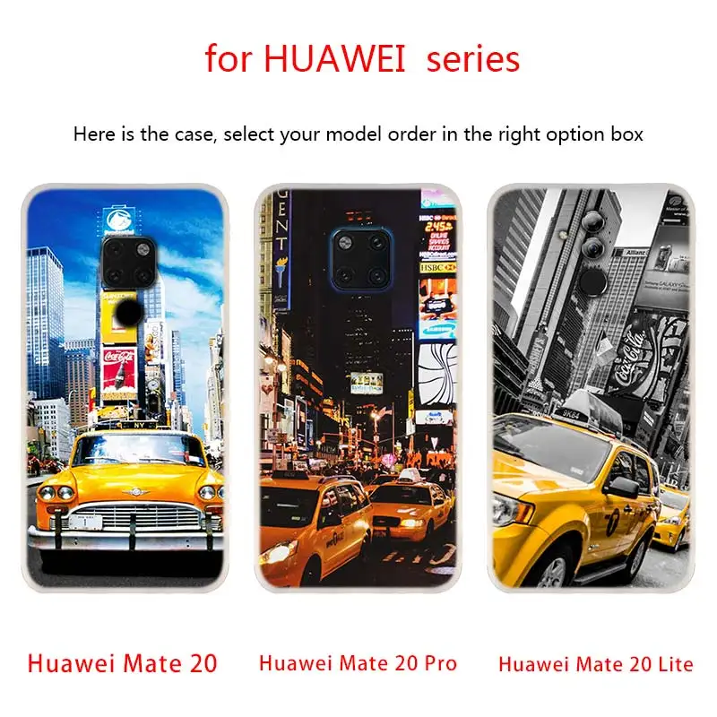 New York City Times Square Taxi Phone Cases For Huawei Mate 30 20 10 Lite Pro Cover Y5 Y6 Y7 Y9 2019 2018 2017 Nova 3i 4 Hot | Мобильные