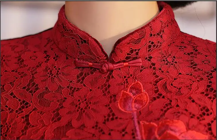Китайское мини платье женское кружевное Ципао размера M до 3XL|lace cheongsam|dress cheongsammini