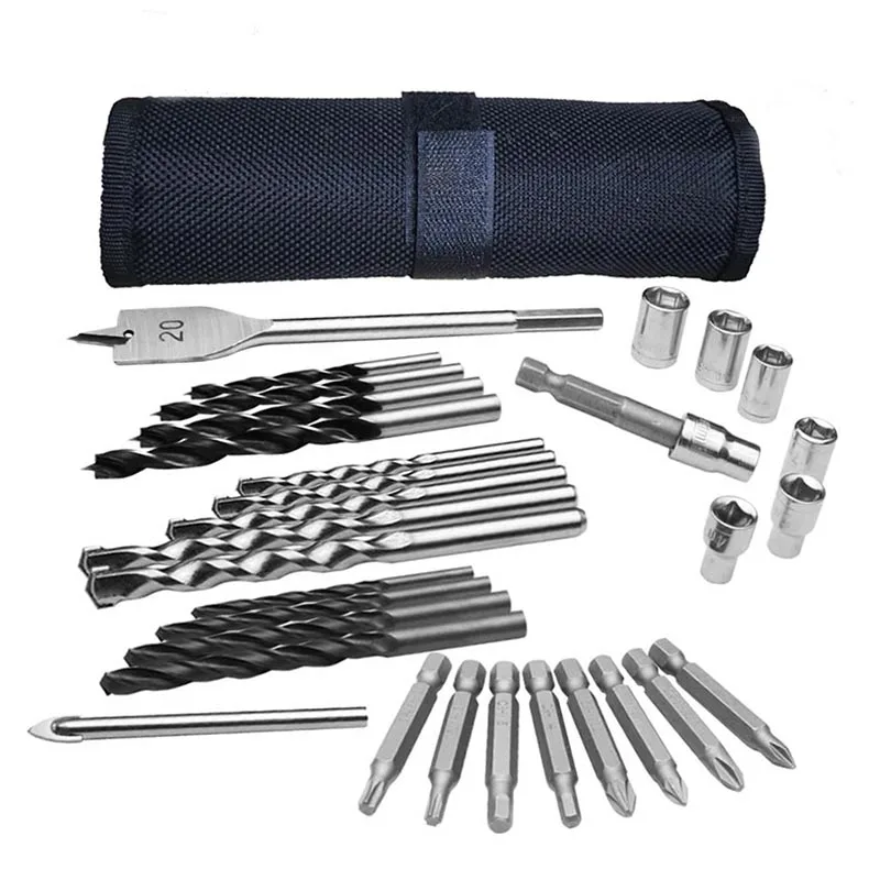 31 шт. многоцелевой набор сверл с сумкой для хранения металла и дерева |