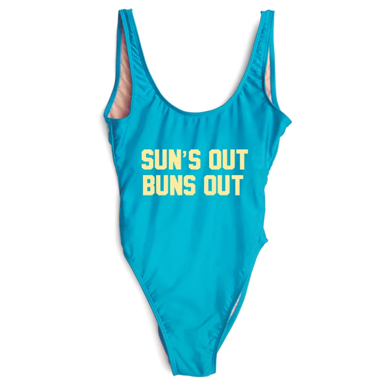 Стринги SUN'S OUT BUNS с буквенным принтом Купальник для женщин большие размеры
