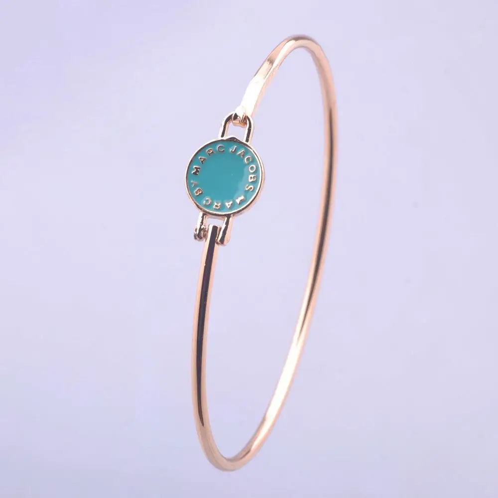 New Marc Fashion Blue Logo Disk Gold Bangle #B3196|bangle gold|bangle setbangle earrings |