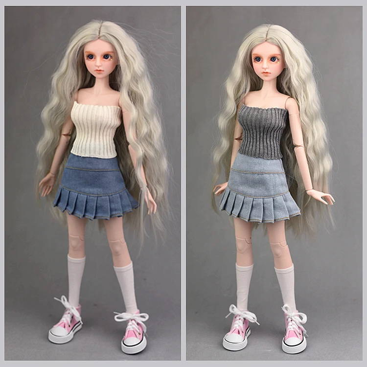 

Sweater top and Blue jeans Skirt for 1/4 doll / Pink White Gray Clothes set Outfit Clothing For 1/4 BJD SD Xinyi 45-50CM Doll