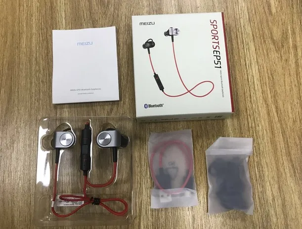Meizu EP51 Беспроводные спортивные Bluetooth наушники-вкладыши Поддержка aptX микрофон с шумоподавлением корпус из алюминиевого сплава TPE Line - Цвет: English Red with Box