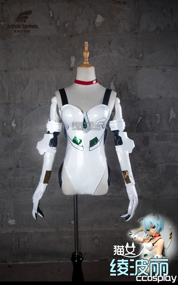 Эва Ayanami Cat кот девушка белая Боевая модель Униформа хвост Кошка Косплей