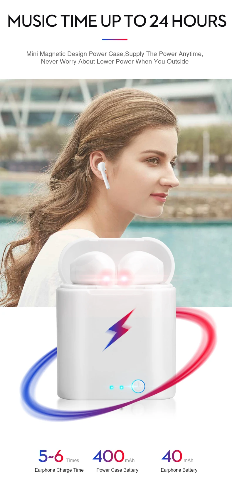I7s TWS Bluetooth 5,0, беспроводные наушники, наушники с зарядным устройством, микрофон, мини спортивная Гарнитура для Xiaomi huawei, всех смартфонов