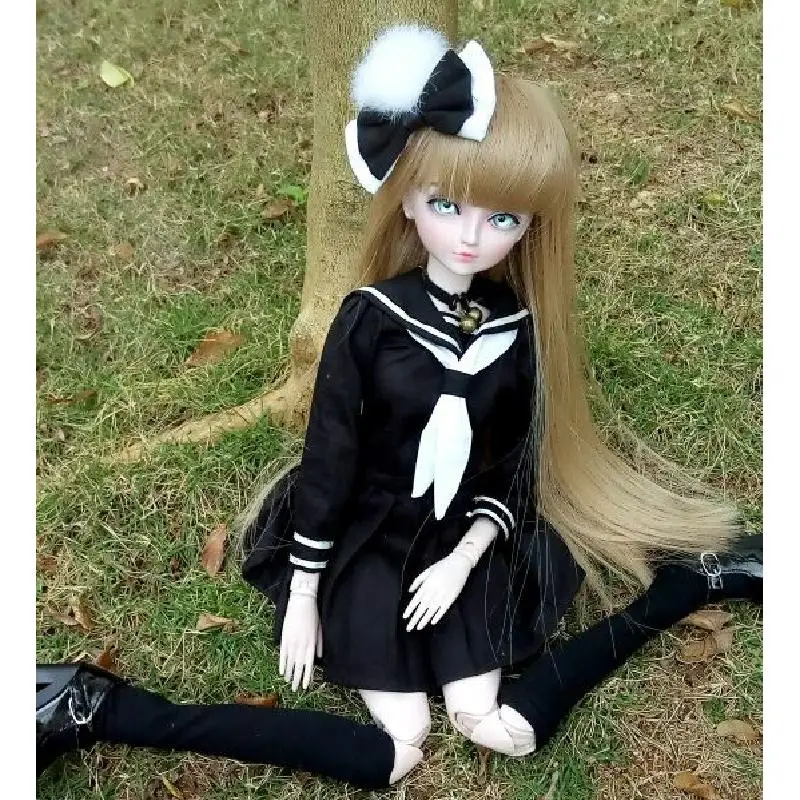 

Женская черная школьная форма, рубашка + галстук + юбка, одежда для 1/3, 24 дюйма, SD13 DK DZ AOD DD, Одежда для кукол, BJD