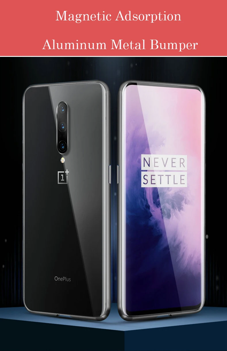 360 Полный Магнитный чехол для телефона для Oneplus 7 7 Pro Coque алюминиевая металлическая рамка чехол бампер двухсторонний стеклянный чехол для Oneplus 6