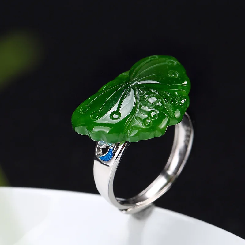 Original Ring Silver Women 925 Sterling silver Rings Handmade Jade Butterfly Jewelry Vintage Adjustable rings | Украшения и