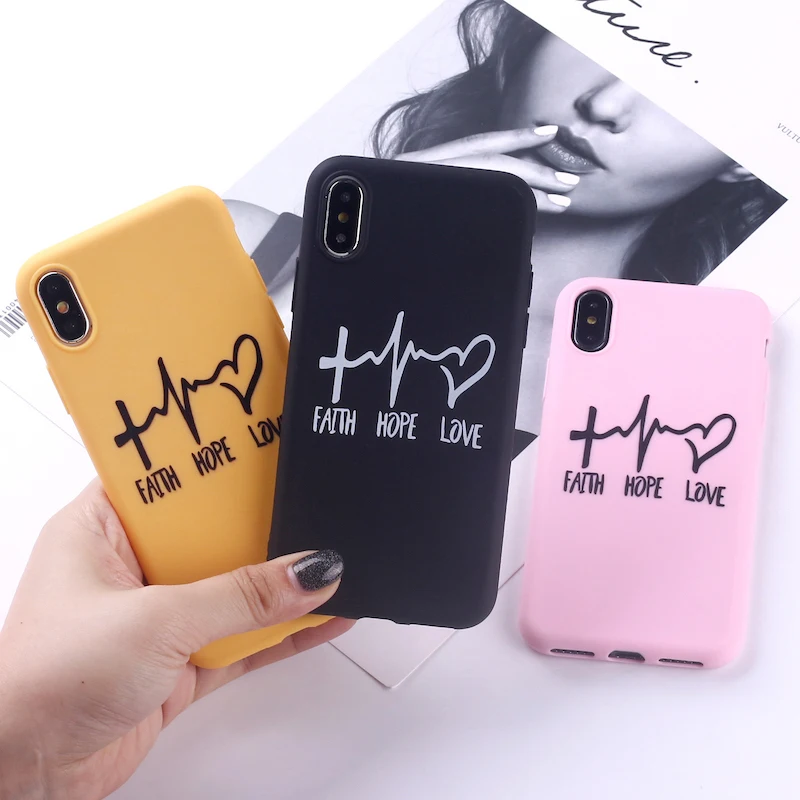 

Blessed Love Hope Faith Crucifix Christian Cross Jesus Soft Silicone Candy Case Coque For iPhone 11 12 8 8Plus X XS Max 7Plus