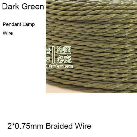Dark Green 2*0,75 мм Электрический провод витой текстильный кабель подвесной светильник шнур Эдисона винтажный светильник ing подвесной светильник - Цвет: Dark Green