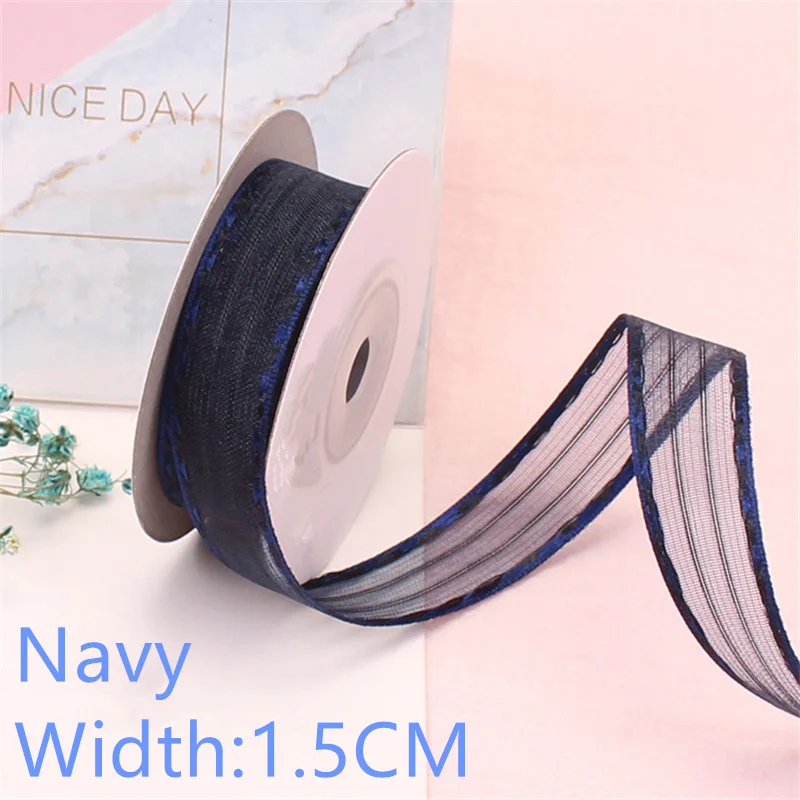 Navy 1.5CM Новинка, ширина 1,5-4 см, длина 5 метров, Бант Шпилька для волос, аксессуары для рукоделия, подарочная упаковка, лента, двусторонняя пряжа для перемычки - Цвет: Navy 1.5CM