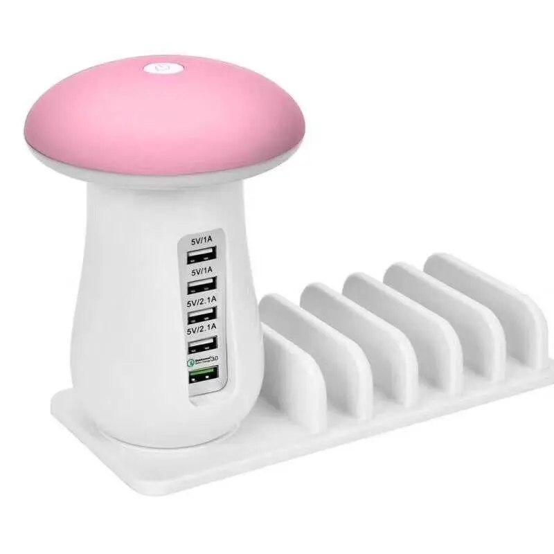 6 USB светодио дный Light Гриб форма зарядки разъем Быстрая зарядка для дома умный мобильный телефон планшеты PC 1,5 м удлинитель США ЕС Великобритания AU