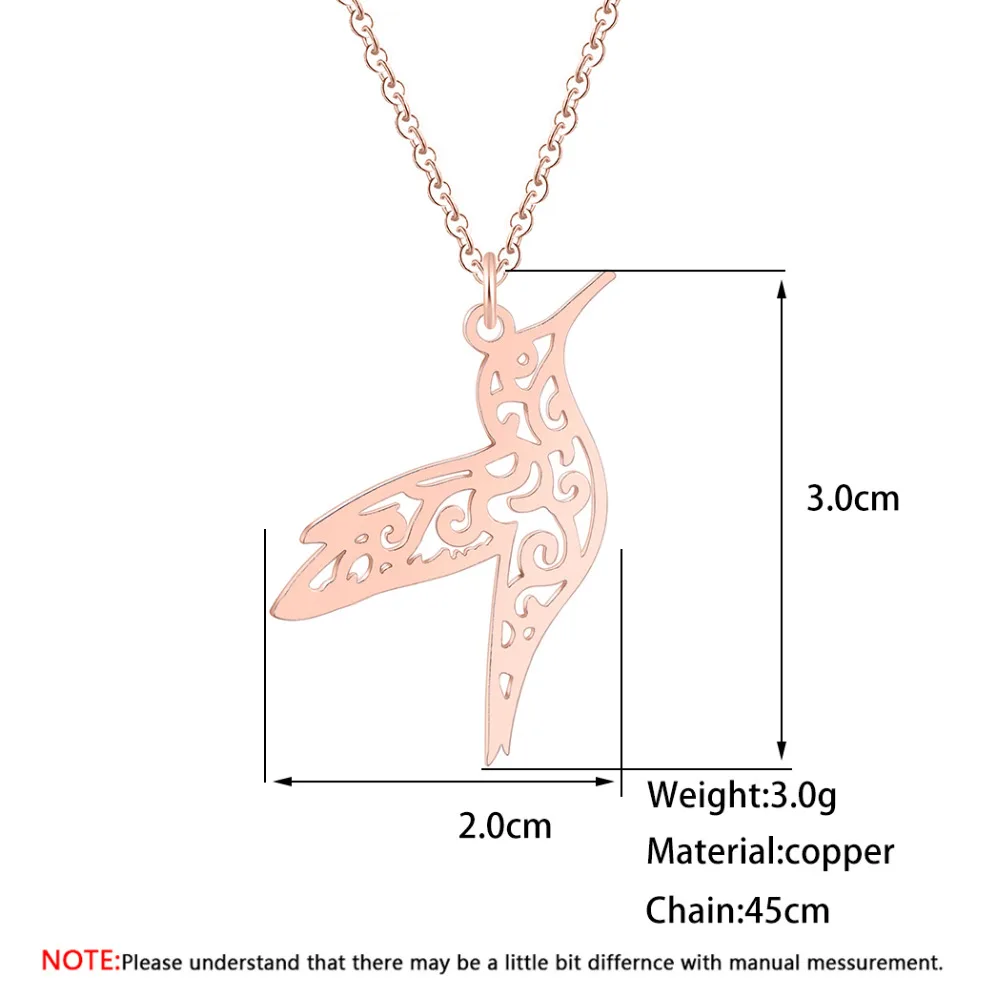 QIAMNI Трендовое ожерелье с подвеской в виде колибри и ласточки Геометрическая