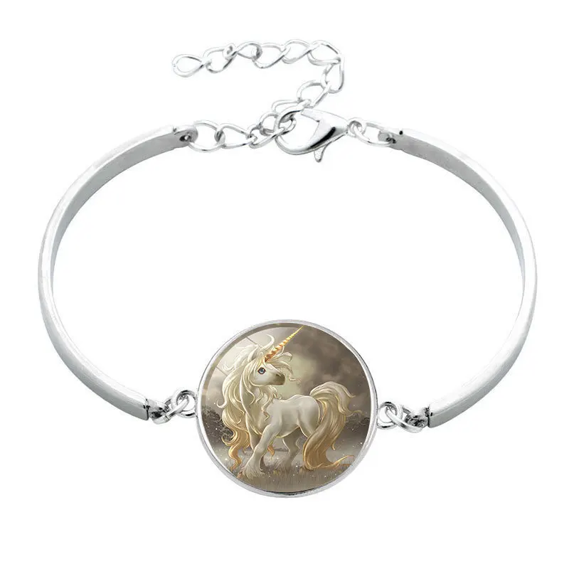 12 видов стилей серебряные браслеты с изображением единорога для мужчин женщин и