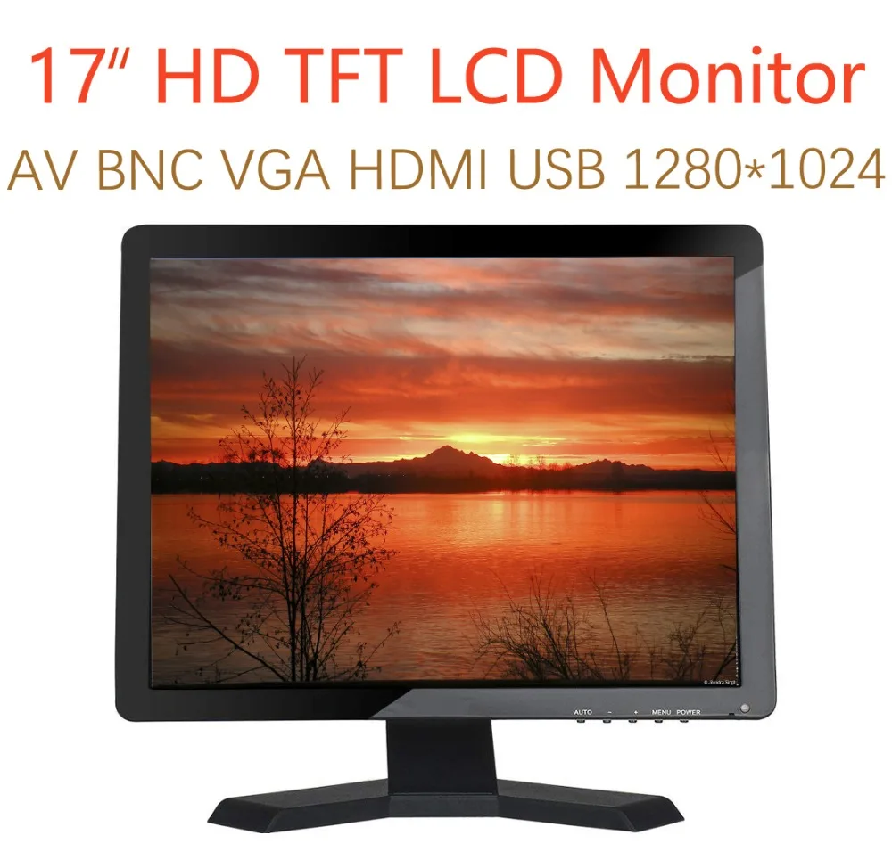 Монитор TFT LCD HD 17 дюймов монитор 1024*768 HDMI 19 Видео Аудио VGA AV BNC USB для видеонаблюдения