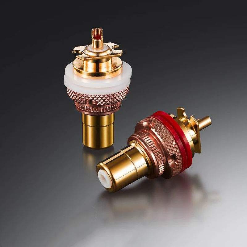 Conector de Soquete Polimento de Cobre sem Níquel e Ouro Adaptador de Montagem de Painel Plug de Terminal Eizz Fêmea Peça Rca 1