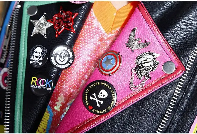 Куртка женская из экокожи с принтом в стиле панк и граффити|letter jacket|coats coatsjacket rivet |