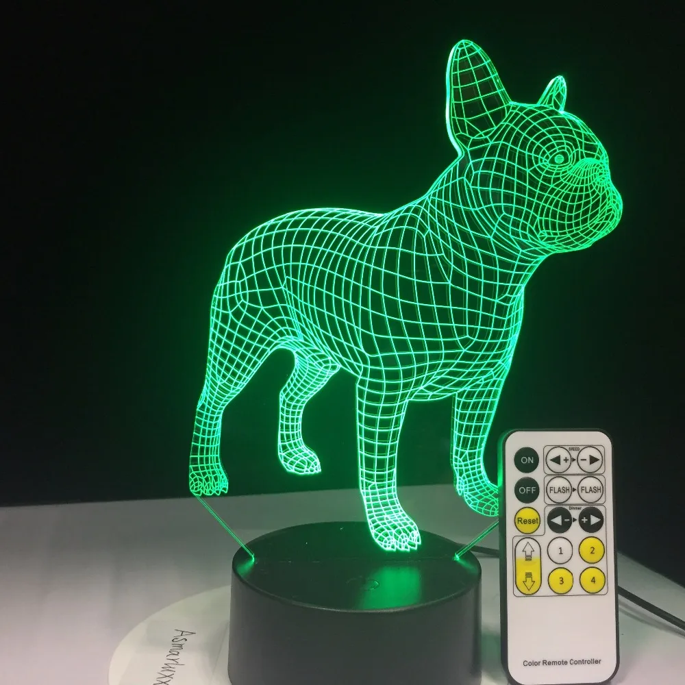 Настольная 3d лампа в виде французского бульдога с дистанционным или сенсорным