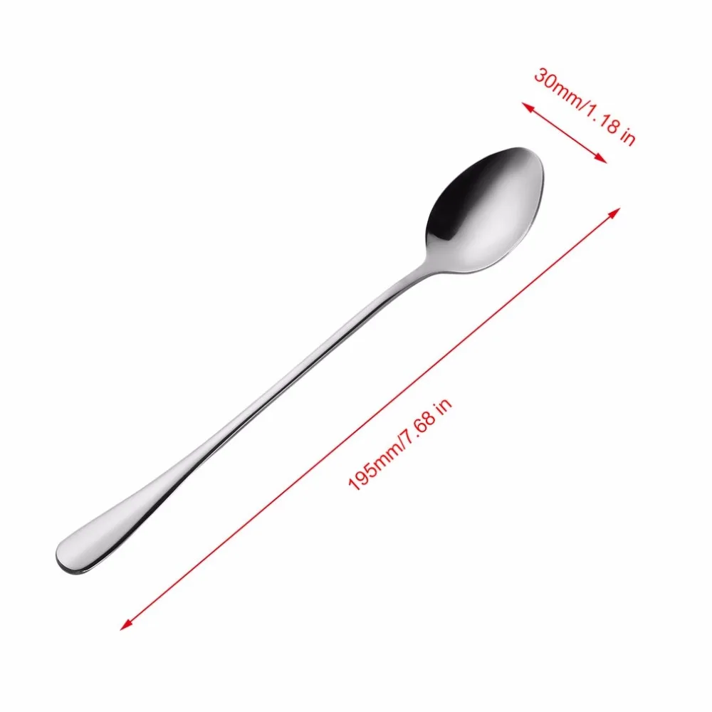 Multi-function1Pcs с длинной ручкой ложки из нержавеющей стали для чая кофе мороженое