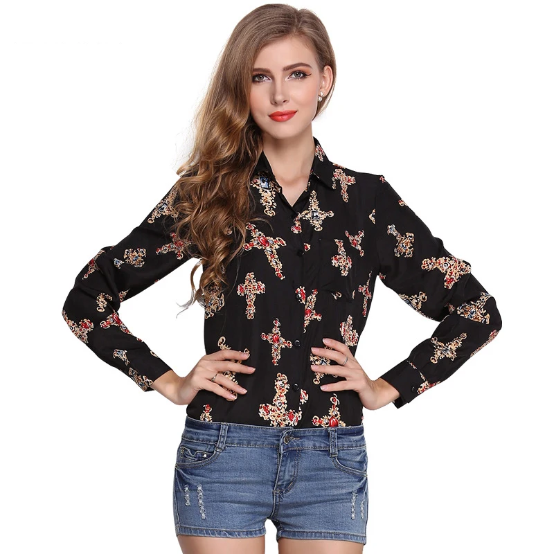 Блузка женская свободного покроя винтажная рубашка в европейском и американском