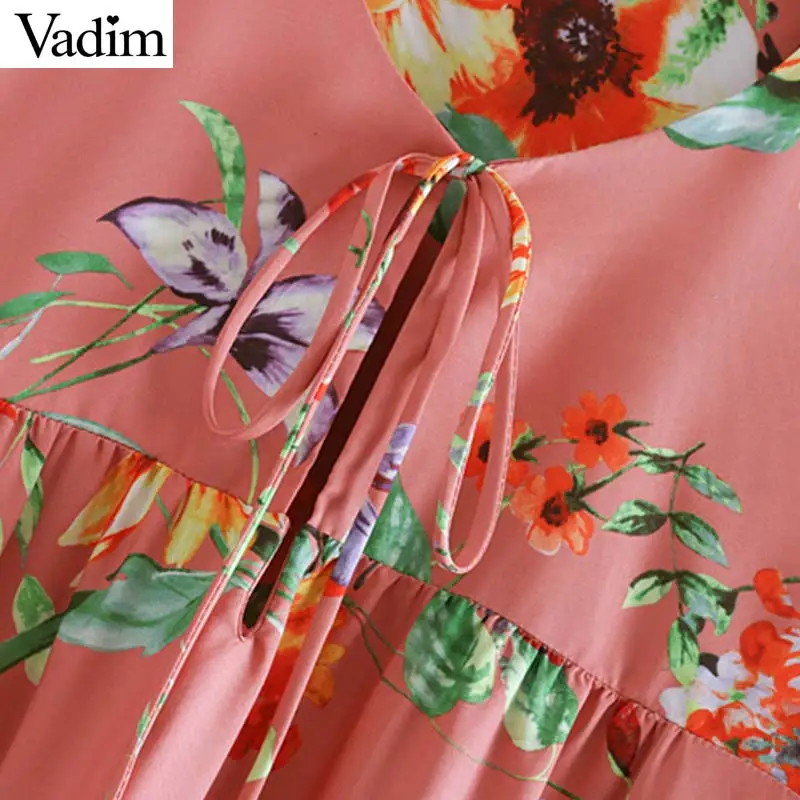 Вадим женские с цветочным принтом до середины икры платье С симпатичным бантом