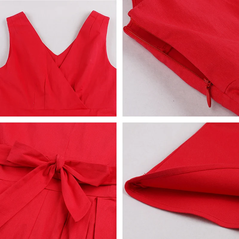 Kostlish элегантных женщин лето dress 2017 рукавов свинг 1950 s vintage туника v-образным