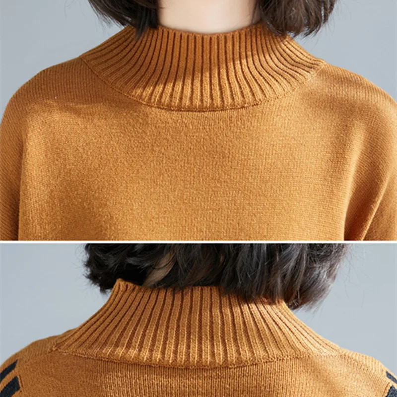 Женский вязаный пуловер с цветочной вышивкой Johnature повседневный свободный