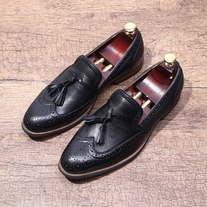 Мужские Винтажные туфли без шнуровки Формальные для отдыха лоферы ручной работы