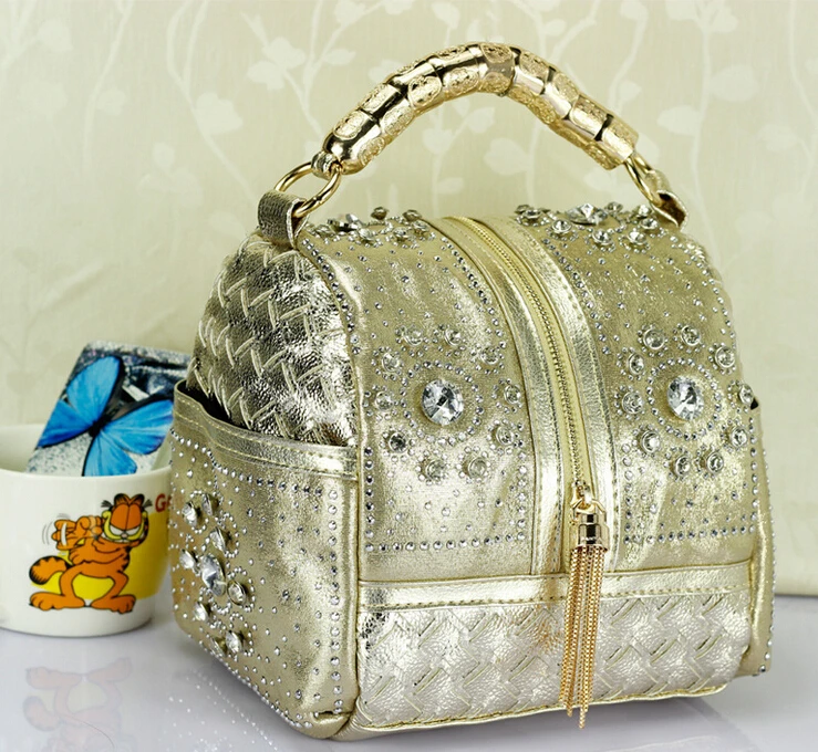Spring and summer denim bag big diamond skull hand woven tassel handbag shoulder messenger | Багаж и сумки