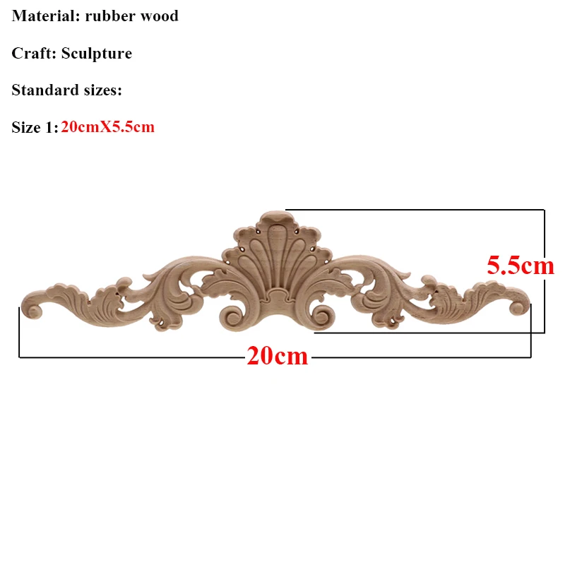 20cmX5.5cm VZLX уникальные натуральные цветочные деревянные резные фигурки, декоративные угловые Аппликации, рамка для стен, дверей, мебели, резьба по дереву - Цвет: 20cmX5.5cm